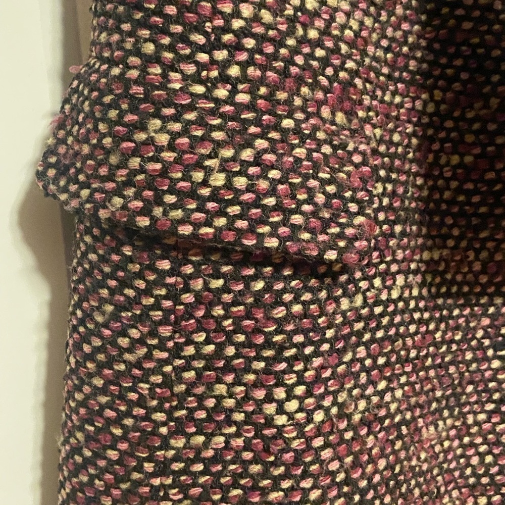 Vintage Wool-Blend Textured Longline Coat Built-in Scarf | Bouclé Sz 6 - Picture 9 of 13